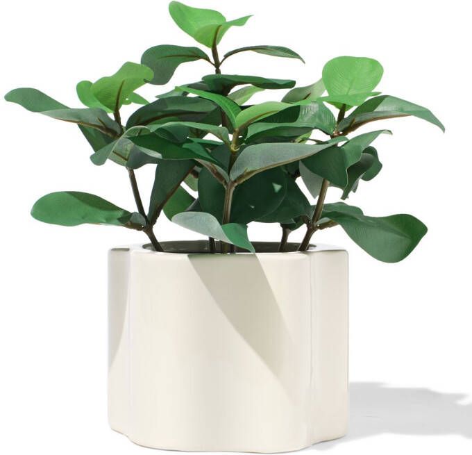 HEMA Bloempot 17.9x12.5x13.6cm Keramiek Golvend Crème (creme)