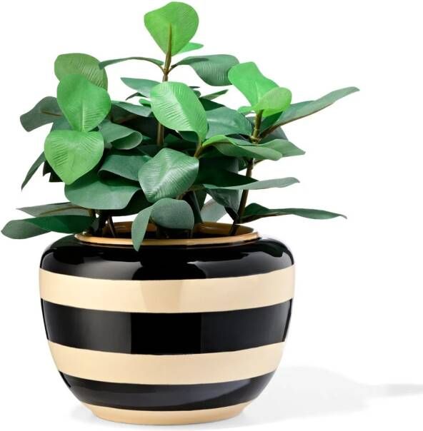 HEMA Bloempot 20x13x13.5cm Keramiek Zwart-wit (zwart wit)