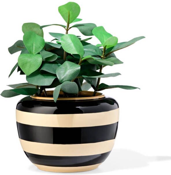 HEMA Bloempot 20x13x13.5cm Keramiek Zwart-wit (zwart wit)