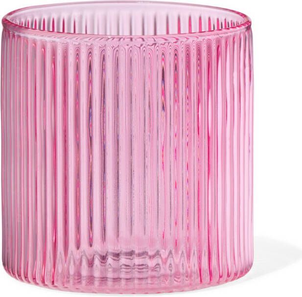 HEMA Glas Voor Geurkaars XS Ribbel Roze (roze)