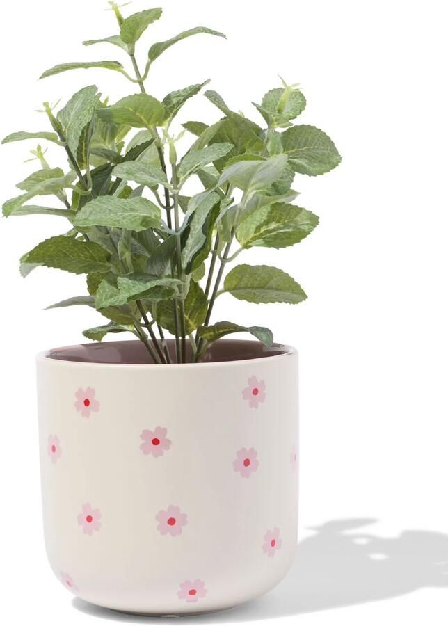 HEMA Bloempot 13.4x13.4x12.7cm Keramiek Reliëf