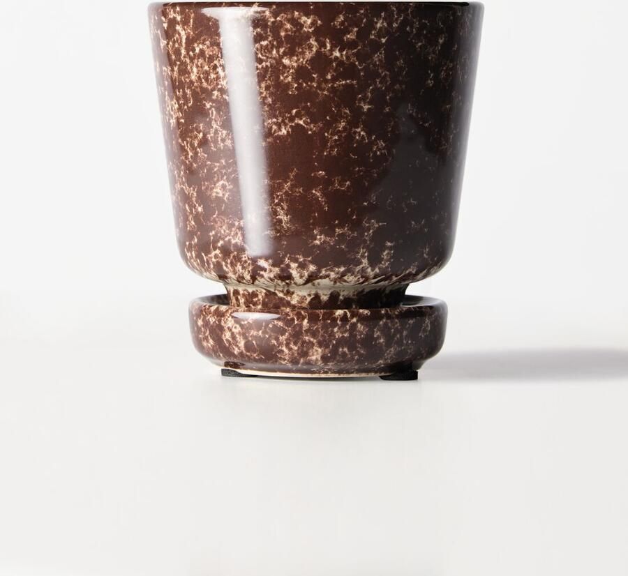 HEMA Bloempot ⌀8x8cm Keramiek Spikkels Bruin (bruin)