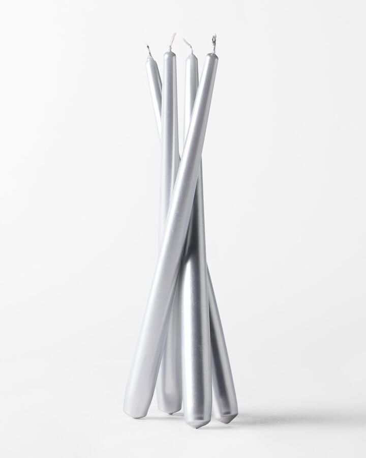HEMA Dinerkaarsen 17x⌀2cm Gotisch Zilver 4 Stuks (zilver)