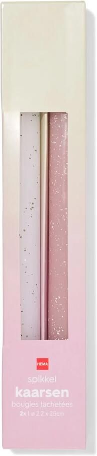 HEMA Dinerkaarsen ⌀2.2x25cm Spikkel Groen-roze 2 Stuks (lichtgroen)