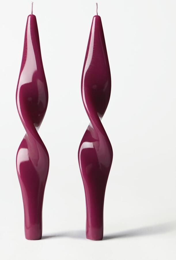 HEMA Dinerkaarsen XL ⌀4.3x27cm Gedraaid Aubergine 2 Stuks (aubergine)