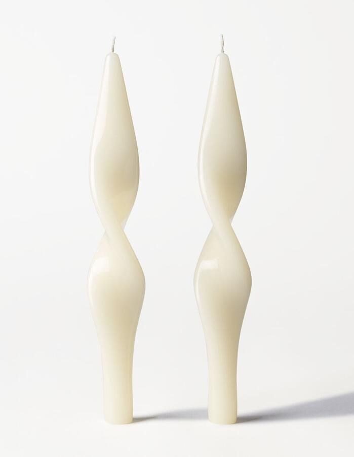 HEMA Dinerkaarsen XL ⌀4.3x27cm Gedraaid Naturel 2 Stuks (ivoor)