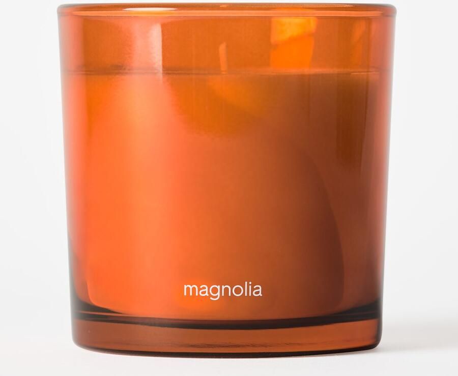 HEMA Geurkaars ⌀10x10cm Glas Magnolia (donkeroranje)