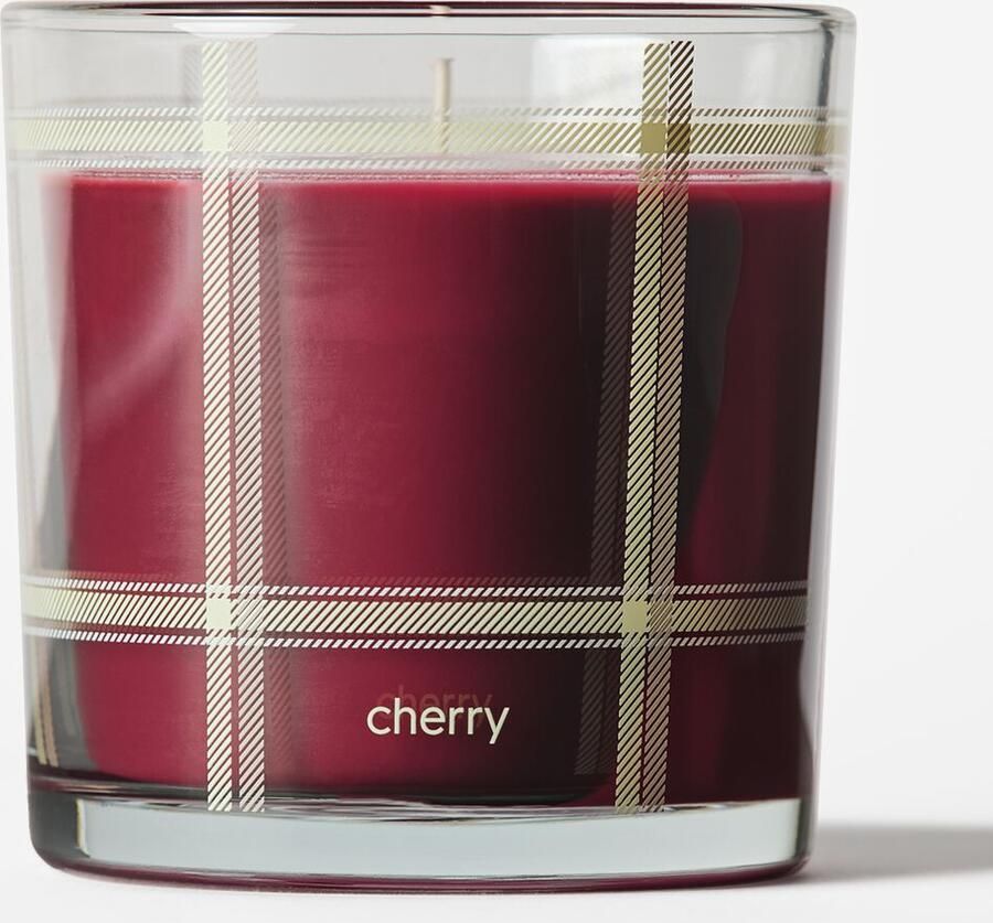HEMA Geurkaars ⌀10x10cm Glas Ruit Kers (aubergine)