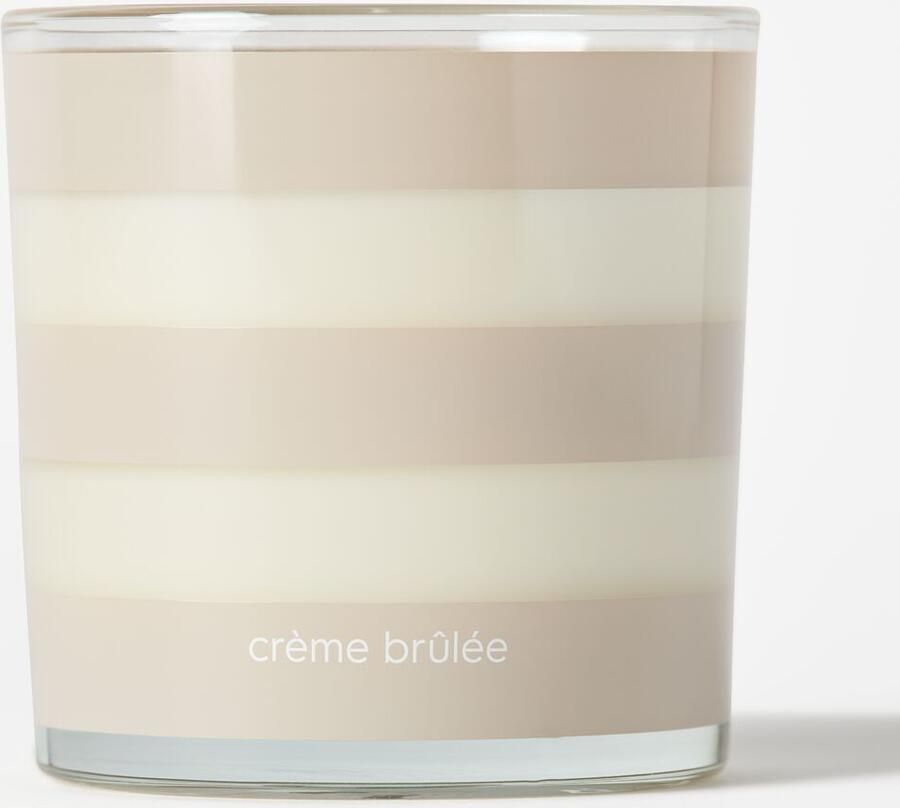 HEMA Geurkaars ⌀10x10cm Glas Strepen Crème Brûlée (naturel)