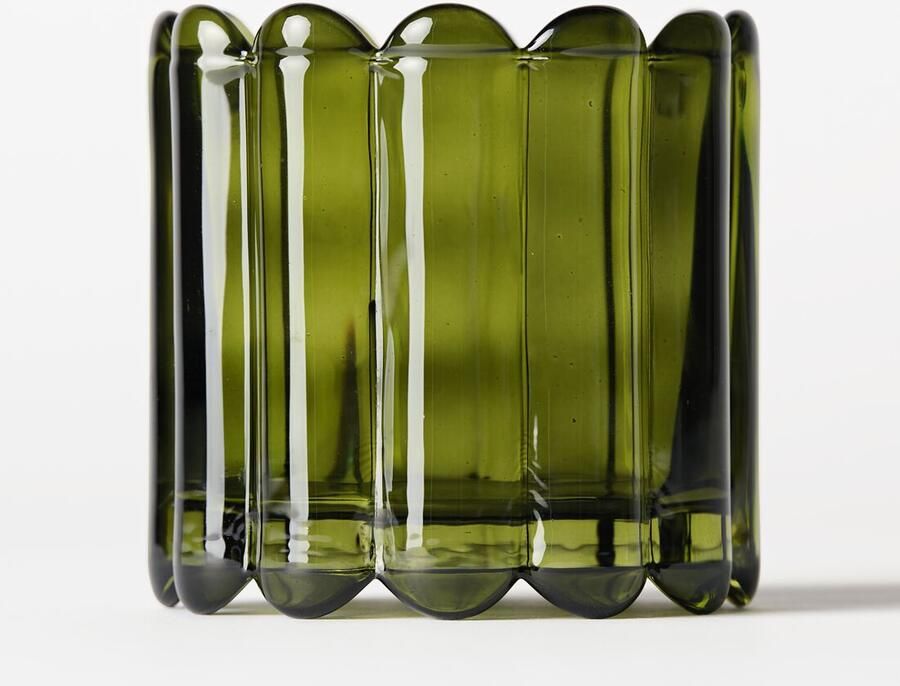 HEMA Geurkaars ⌀8cm Bink Glas Ribbel Donkergroen (donkergroen)