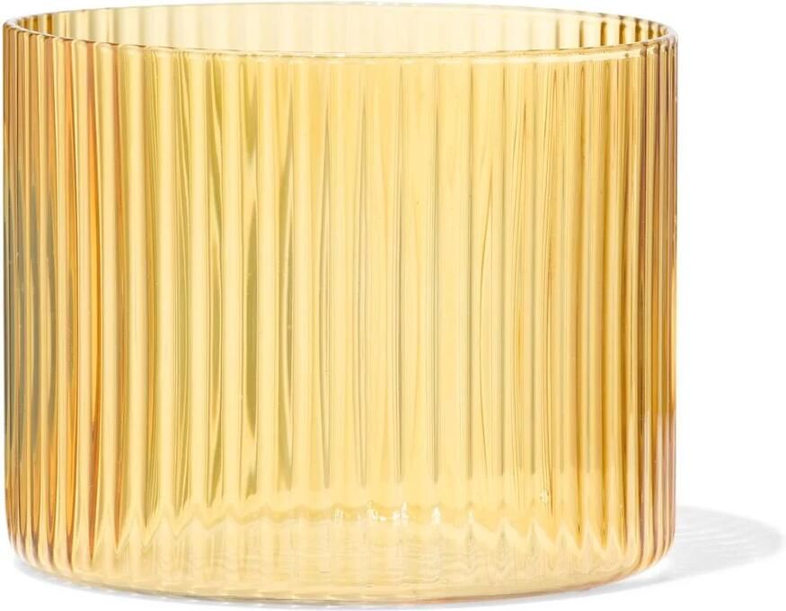 HEMA Glas Voor Geurkaars ⌀10x8.5cm Ribbel Geel (geel)