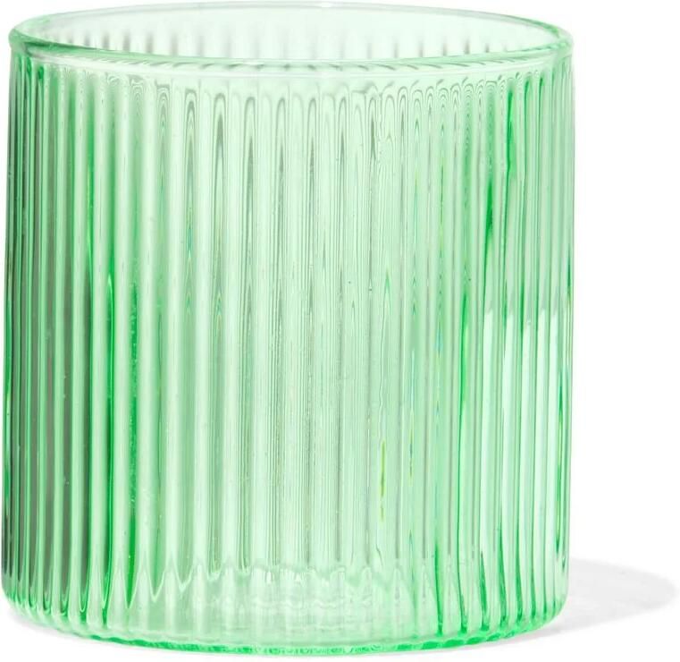 HEMA Glas Voor Geurkaars ⌀6.5x6.5cm Ribbel Groen (groen)