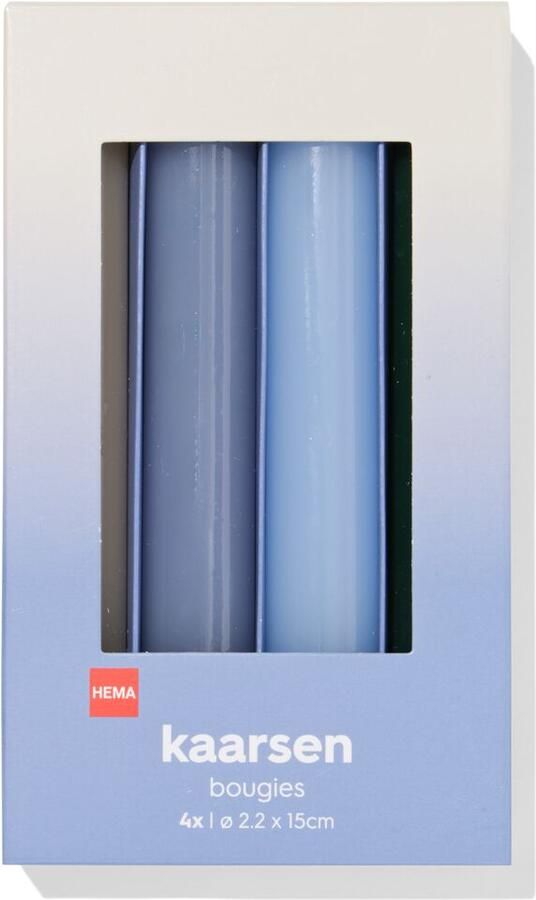 HEMA Huishoudkaarsen 16x⌀2.2cm Blauw 4 Stuks (blauw)
