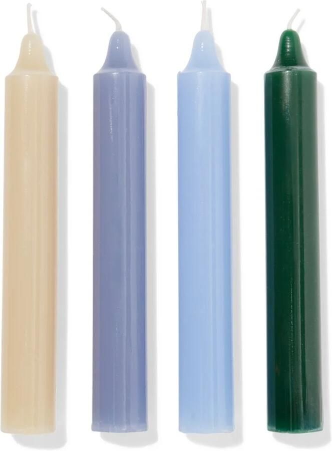HEMA Huishoudkaarsen 16x⌀2.2cm Blauw 4 Stuks (blauw)