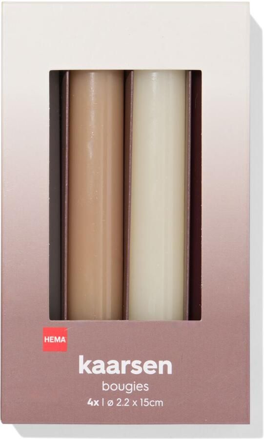 HEMA Huishoudkaarsen 16x⌀2.2cm Naturel 4 Stuks (naturel)