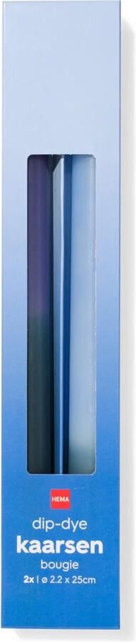 HEMA Huishoudkaarsen ⌀2.2x25cm Kleurverloop Blauw 2 Stuks (blauw)