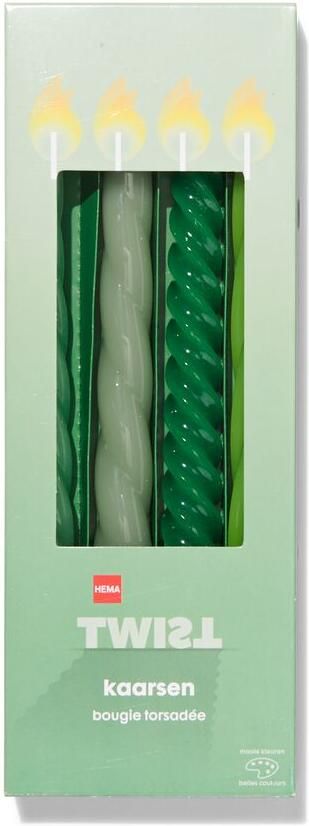 HEMA Kaarsen Met Twist Ø2x25 Groen 4 Stuks (groen)