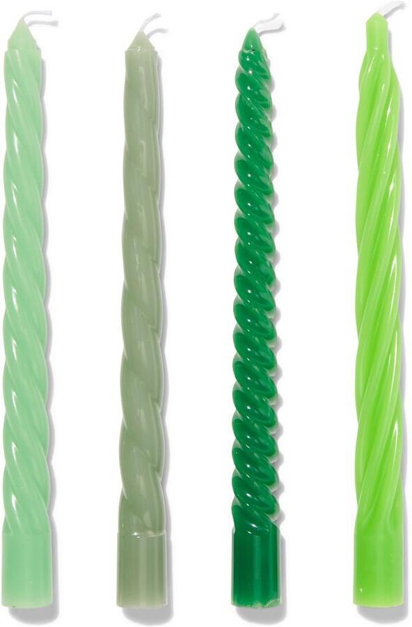 HEMA Kaarsen Met Twist Ø2x25 Groen 4 Stuks (groen)