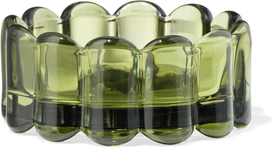 HEMA Kaarsonderzetter ⌀10cm Glas Ribbel Groen (groen)