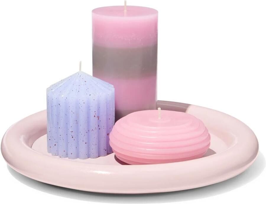 HEMA Kaarsonderzetter ⌀26.5x3cm Hout Roze (roze)