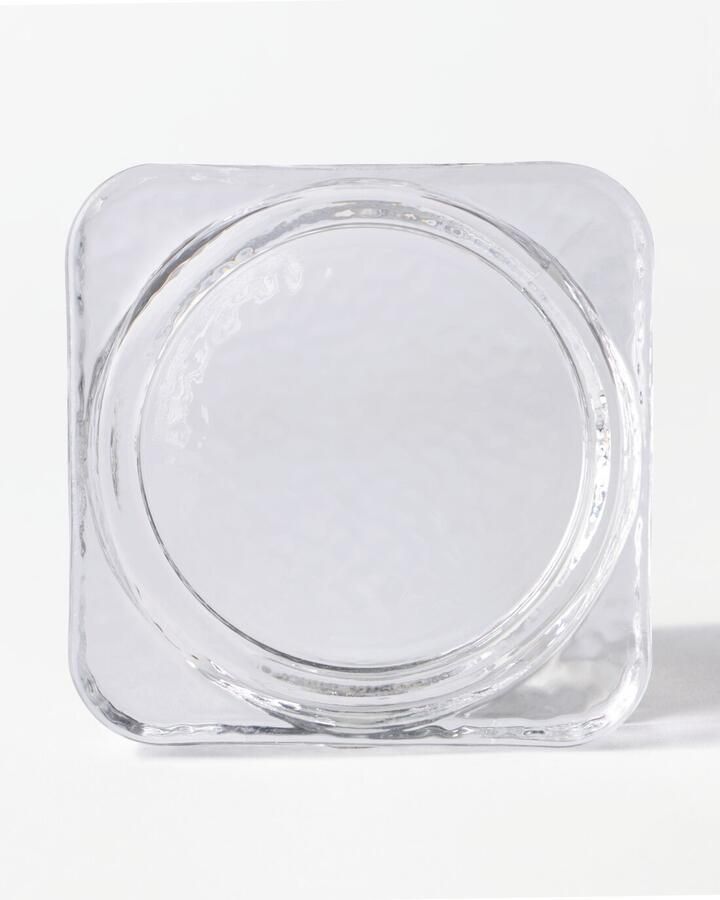 HEMA Kaarsplateau ⌀9x3cm Kub Glas Gehamerd Transparant (transparant)