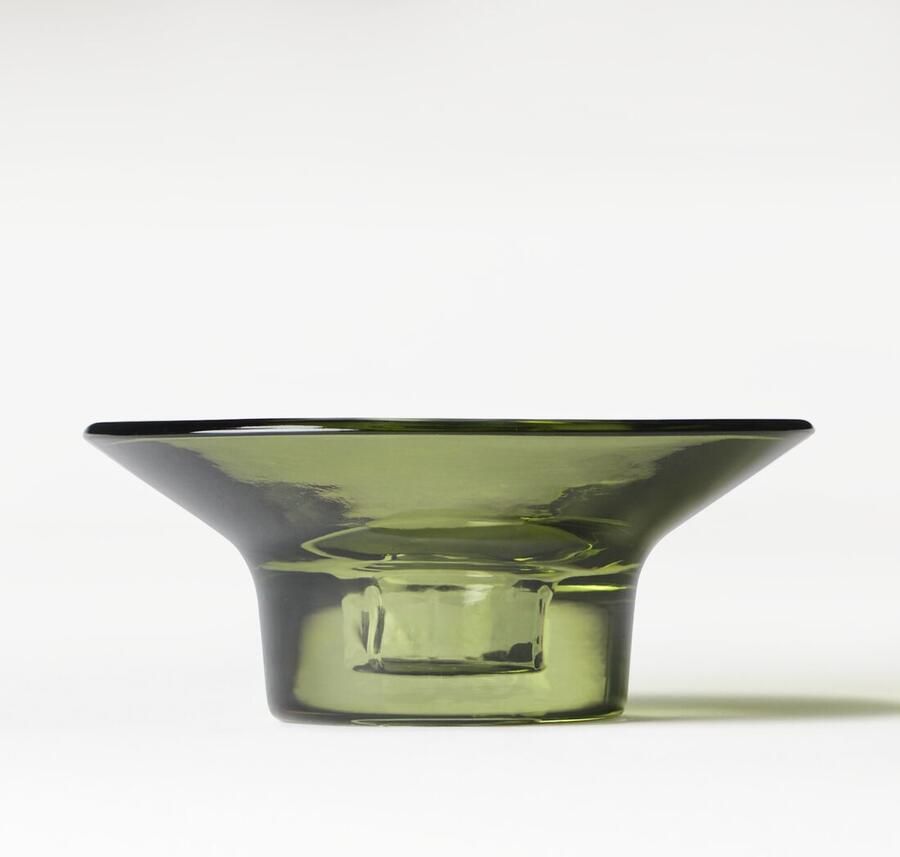 HEMA Kandelaar ⌀11x5cm Zwier Glas Groen (groen)