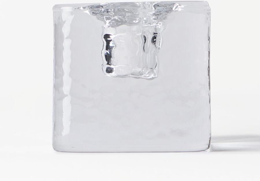 HEMA Kandelaar ⌀5x5cm Kub Glas Gehamerd Transparant (transparant)