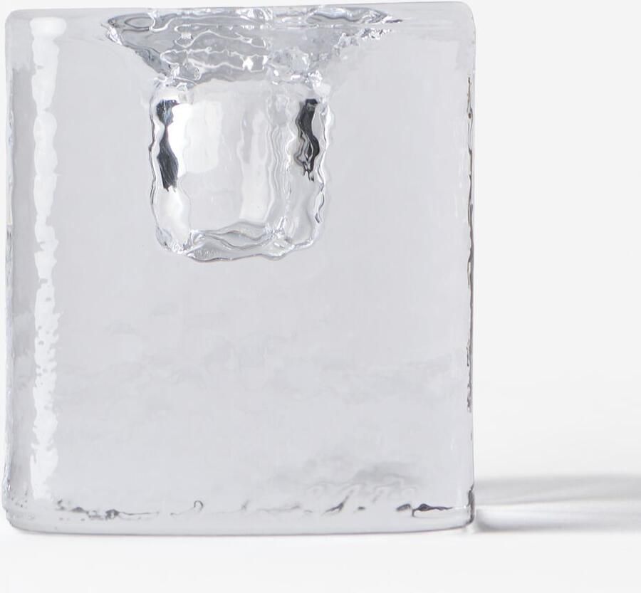 HEMA Kandelaar ⌀5x5cm Kub Glas Gehamerd Transparant (transparant)