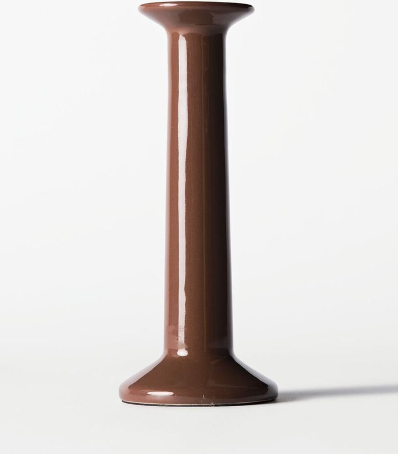 HEMA Kandelaar ⌀7.5x20cm Zwier Keramiek Bruin (bruin)
