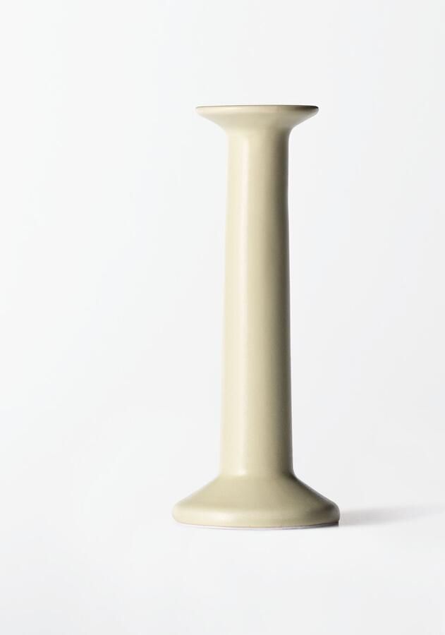 HEMA Kandelaar ⌀8x20cm Zwier Keramiek Wit (wit)