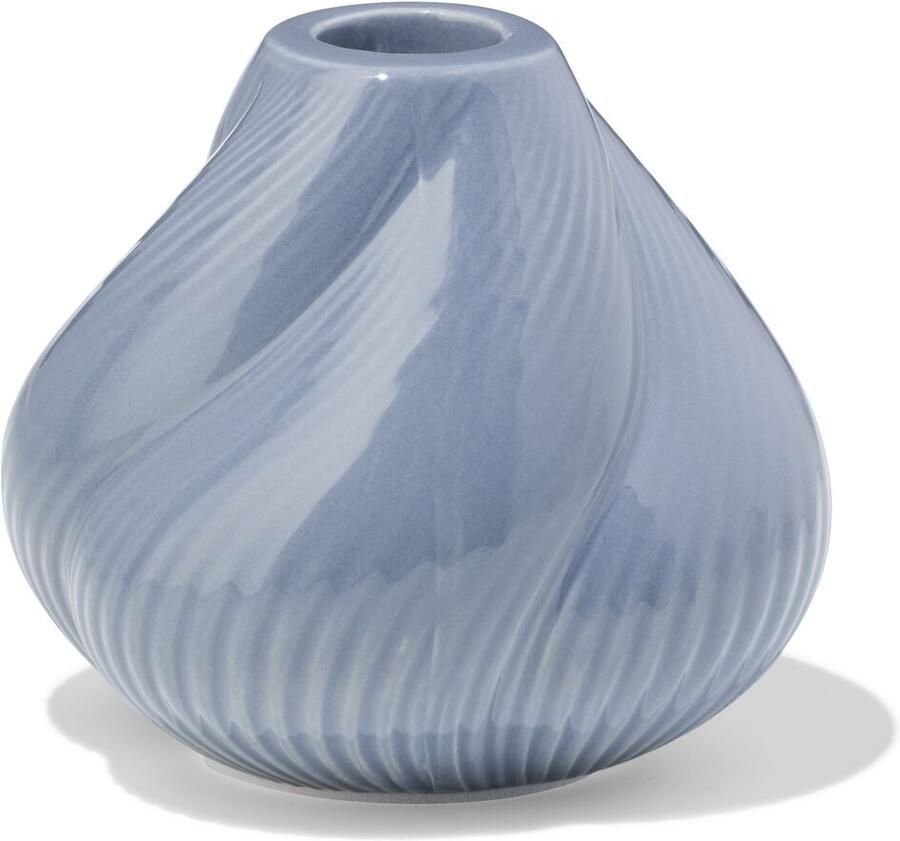 HEMA Kandelaar 9.2x9cm Keramiek Twist Grijs (blauw)