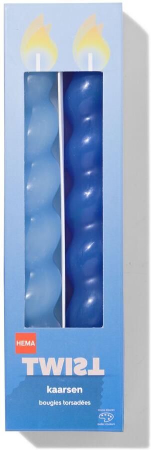 HEMA Korte Huishoudkaarsen Gedraaid 2 Stuks (blauw)