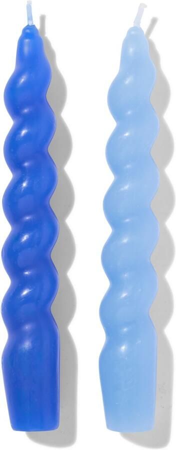 HEMA Korte Huishoudkaarsen Gedraaid 2 Stuks (blauw) - Foto 1