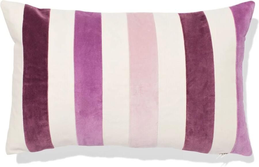 HEMA Kussenhoes 50x30cm Velours Strepen Roze (roze)
