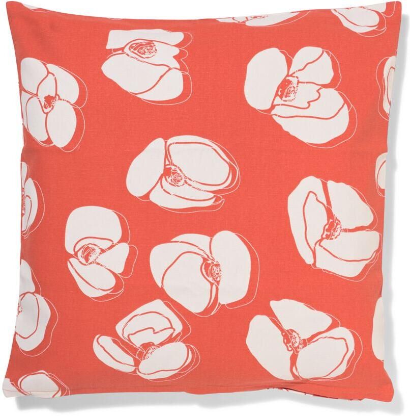 HEMA Kussenhoes 50x50cm Katoen Bloemen Rood (rood)