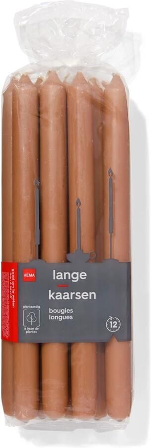 HEMA Lange Huishoudkaarsen Ø2.2x29 12 Stuks Bruin (bruin)