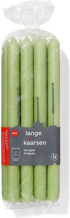HEMA Lange Huishoudkaarsen Ø2.2x29 12 Stuks Lichtgroen (lichtgroen)