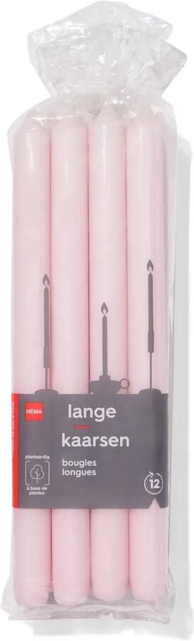HEMA Lange Huishoudkaarsen Ø2.2x29 12 Stuks Lichtroze (lichtroze)