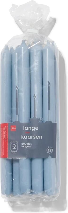 HEMA Lange Huishoudkaarsen Ø2.2x29 Lichtblauw 12 Stuks (lichtblauw)