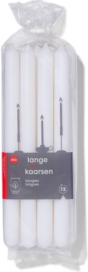 HEMA Lange Huishoudkaarsen Ø2.2x29 Wit 12 Stuks (wit)