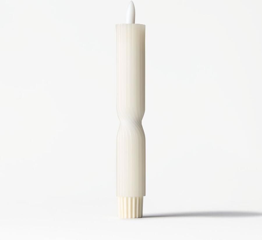 HEMA Led Huishoudkaars ⌀2.3x20cm Ribbel Ivoor (ivoor)