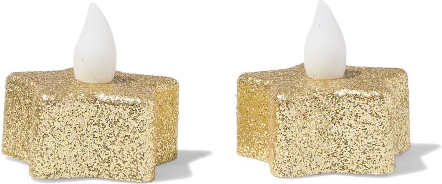 HEMA Led-theelicht ⌀3.8x2.5cm Glitter Ster 2 Stuks