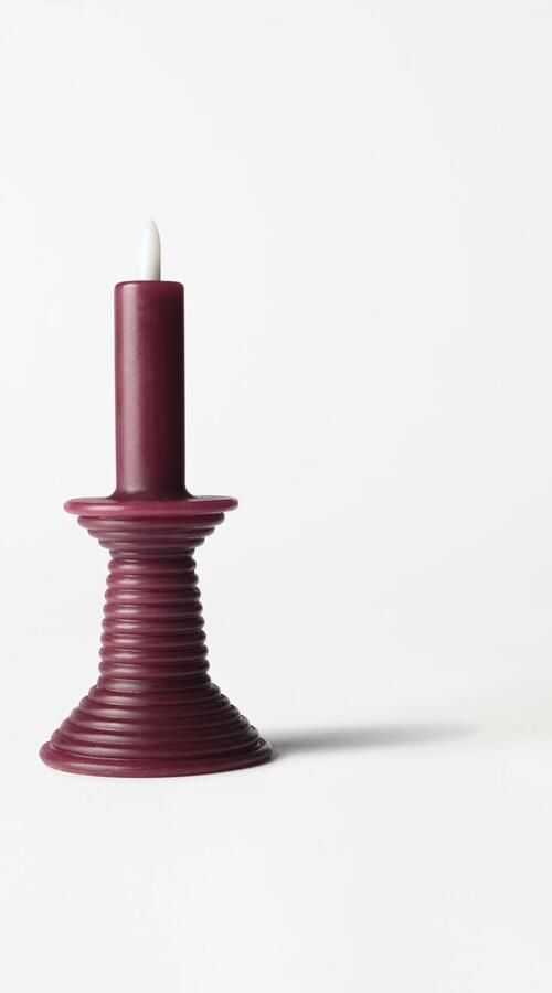 HEMA Led Vormkaars Kandelaar ⌀7.6x18cm Rustiek Aubergine (aubergine)