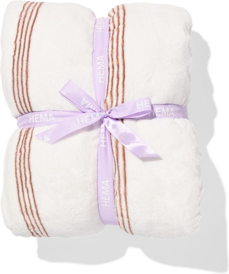 HEMA Plaid 130x150cm Sherpa Strepen Bruin (beige)