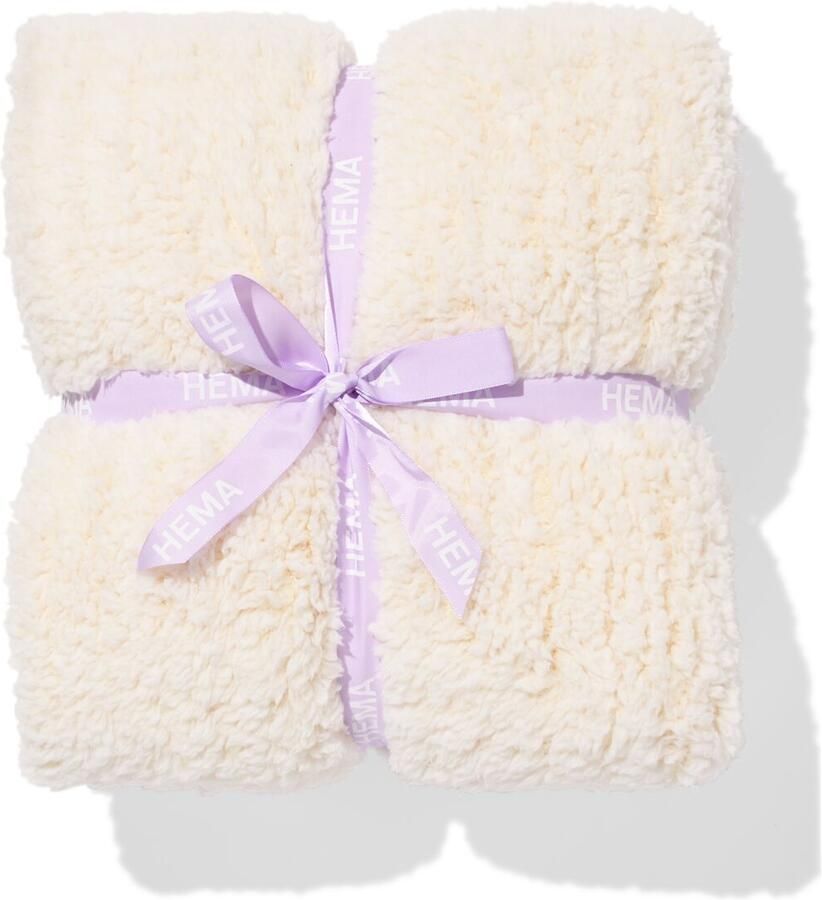 HEMA Plaid 130x150cm Teddy Strepen Wit (wit)