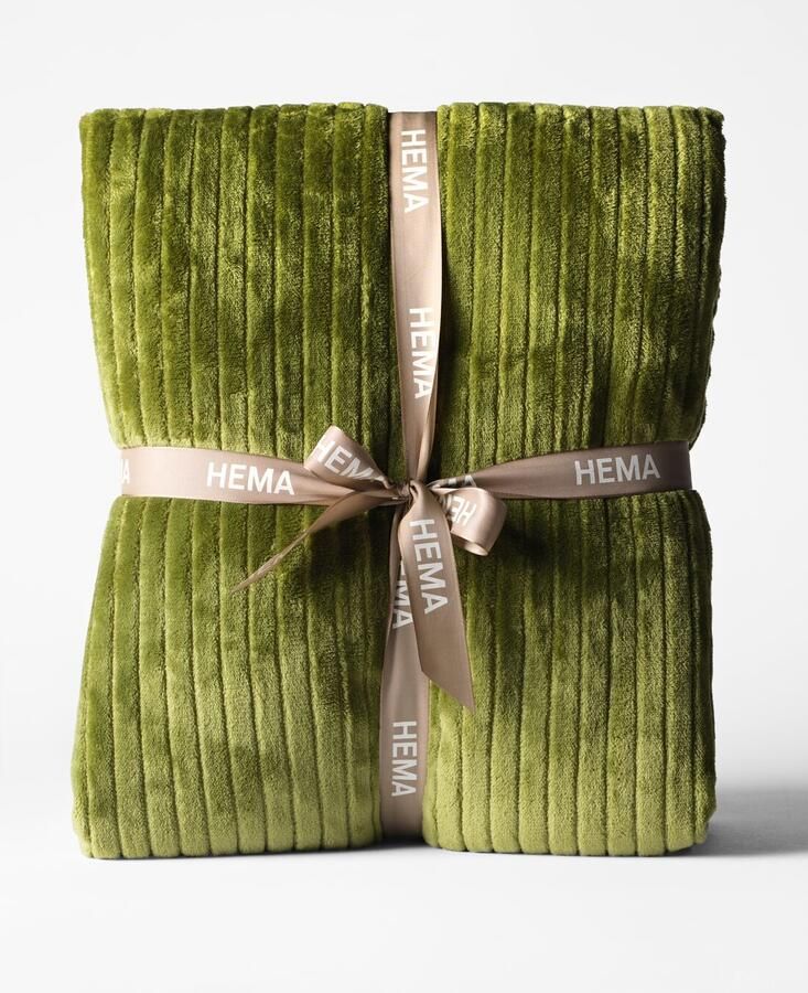 HEMA Plaid 150x130cm Sherpa Groen (olijf)
