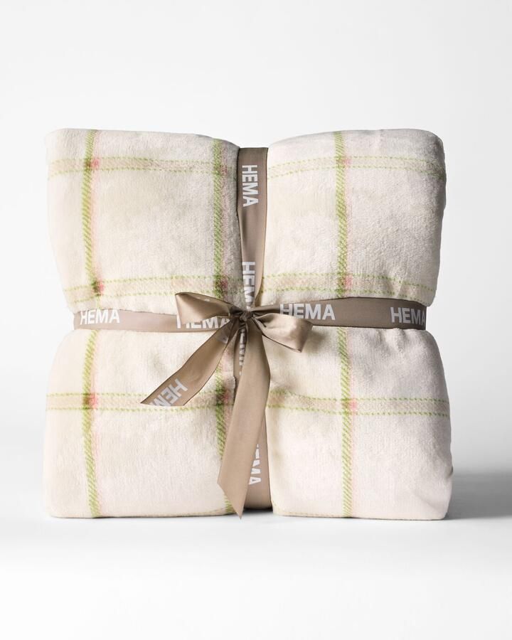 HEMA Plaid 150x130cm Sherpa Ruit (wit)