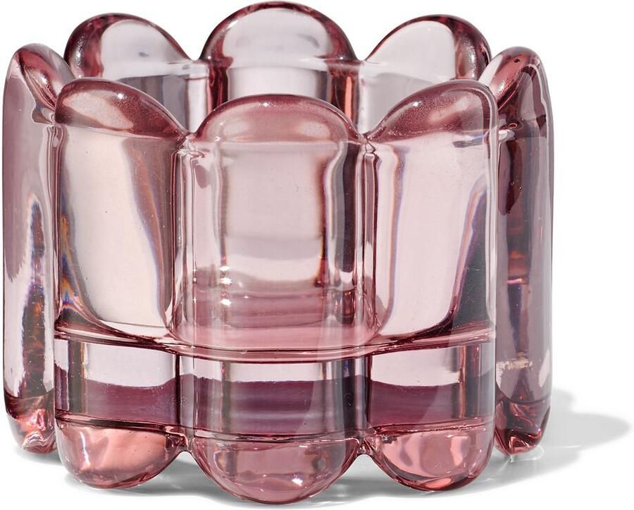 HEMA Sfeerlichthouder Glas Ribbel Roze (roze)