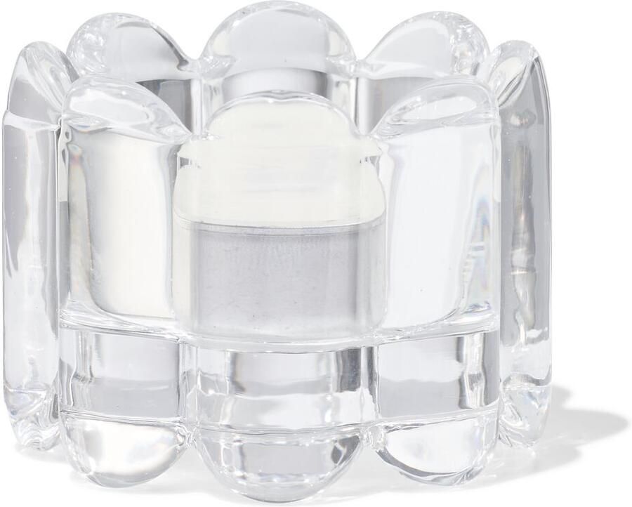 HEMA Sfeerlichthouder Glas XS Ribbel Transparant (transparant)