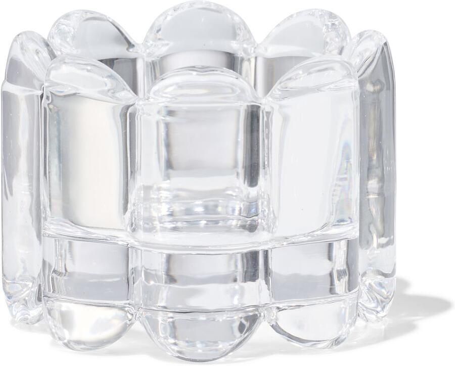 HEMA Sfeerlichthouder Glas XS Ribbel Transparant (transparant)
